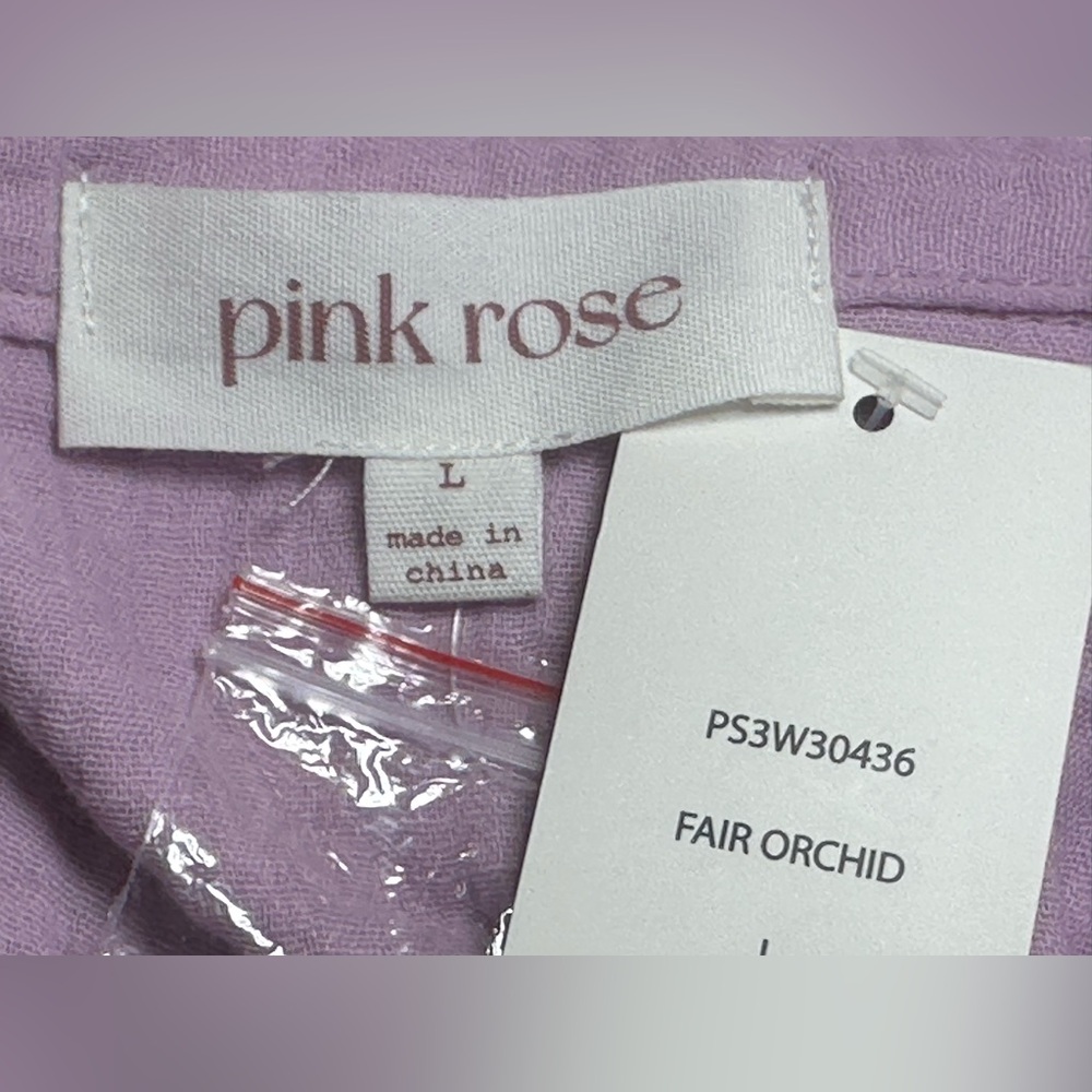 NWT SIZE L Pink Rose Light Purple Button-Down Shirt - Picture 7 of 10